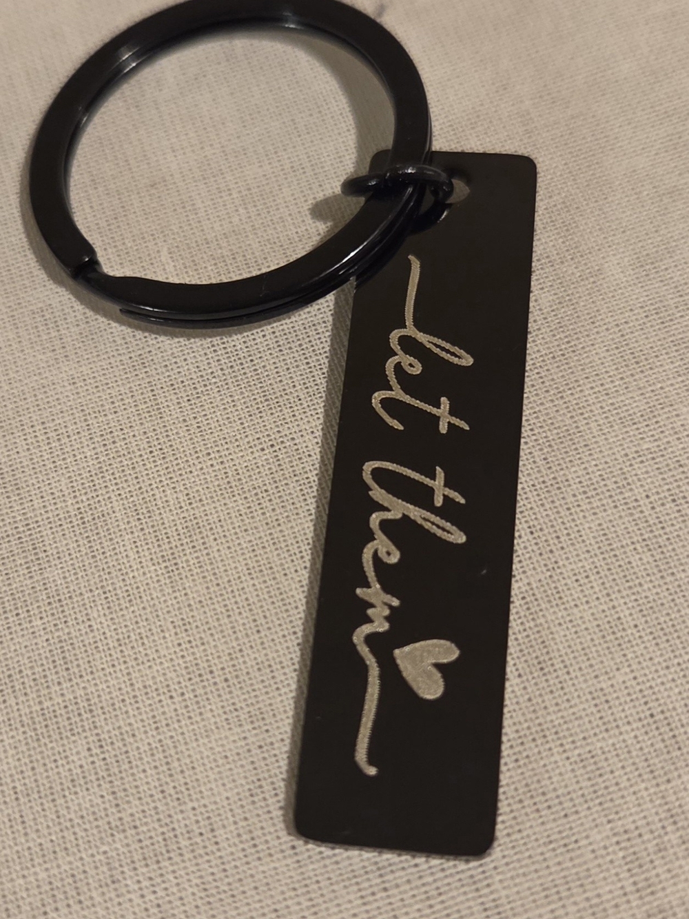 Black 'Let Them' Engraved Metal Keyring